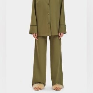 NWT Pantalon Sleeper green high waisted wide leg pants size XS